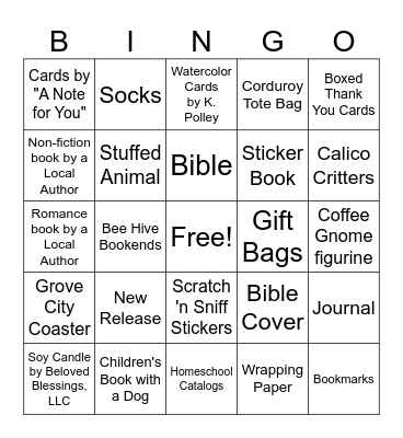 Bookends Bookstore Bingo Card