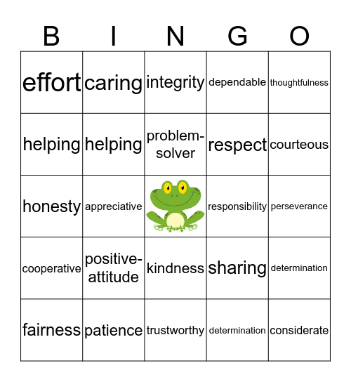 Character Bingo Card