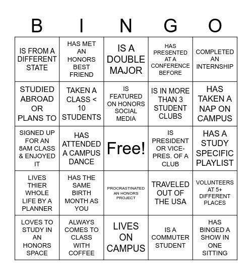 MEHA25 Bingo Card