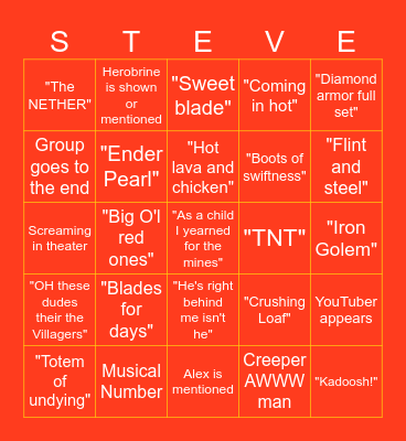 MINECRAFT BINGO Card