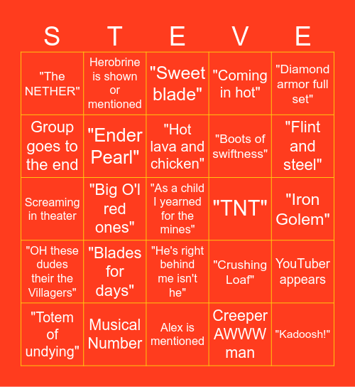 MINECRAFT BINGO Card