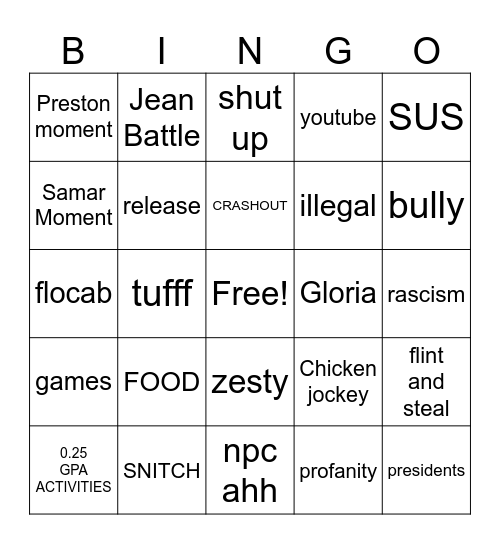 ELLISON BINGO Card