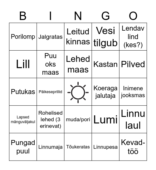Kevad Bingo Card