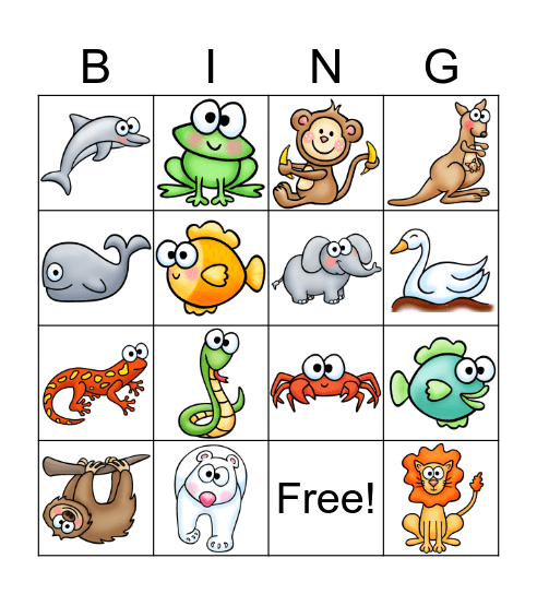 Wild Animal Bingo Card