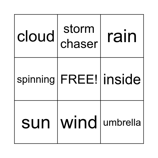 Tornado Bingo Card