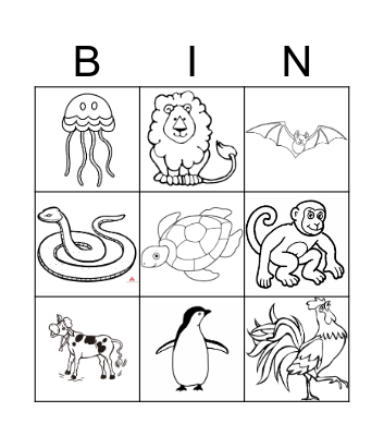 ANIMALS Bingo Card