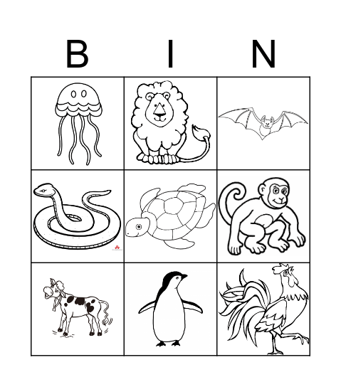 ANIMALS Bingo Card