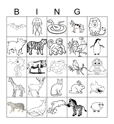 ANIMALS Bingo Card