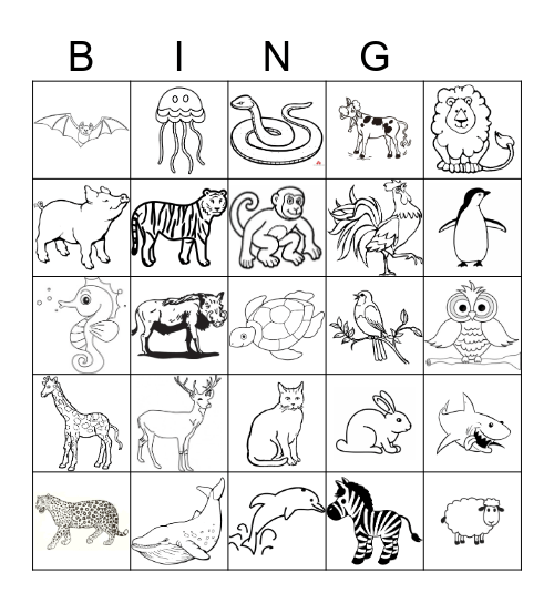 ANIMALS Bingo Card