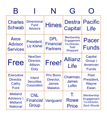 FPA of Georgia Symposium Exhibitor/Leadership Bingo Card