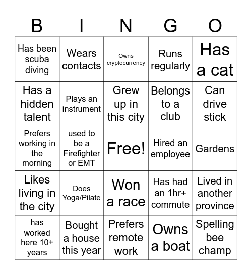 Easter Bingo Card