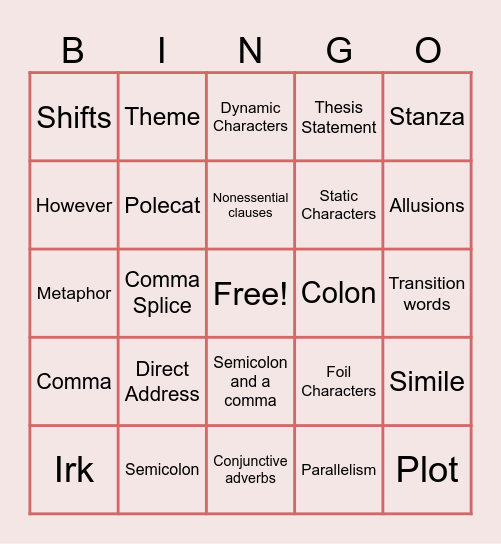 ATLAS REVIEW Bingo Card