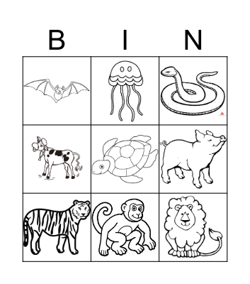 ANIMALS Bingo Card