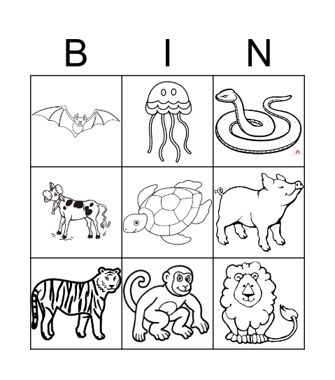 ANIMALS Bingo Card