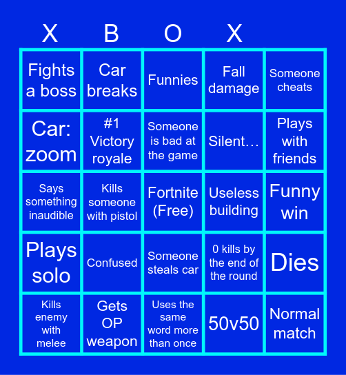 Fortnite Bingo Card