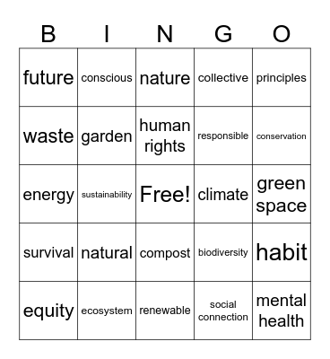 Sustainability Bingo Card