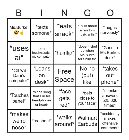Alex Bingo Card