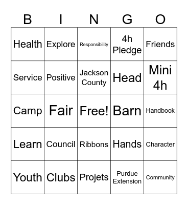 4h Bingo Card