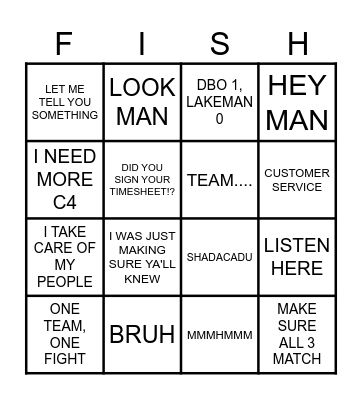 LAKEMAN'S SAYING Bingo Card