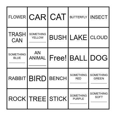 I SEE A ... Bingo Card