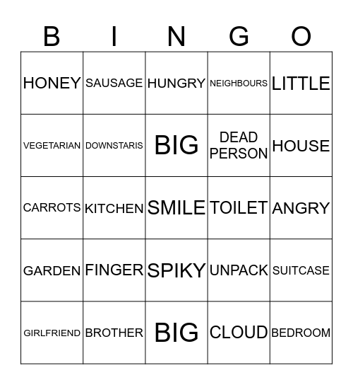 English Library Bingo Card