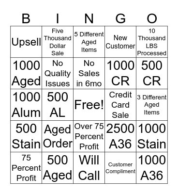 Sales Bingo Card