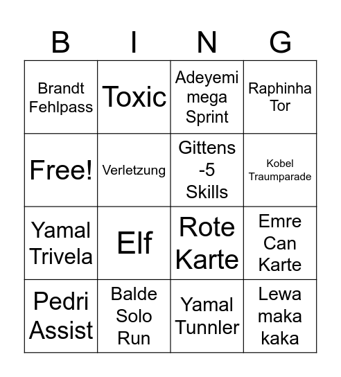 FCB vs DO Bingo Card