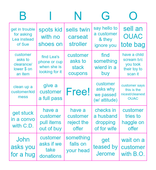 OUAC Employee Bingo Card