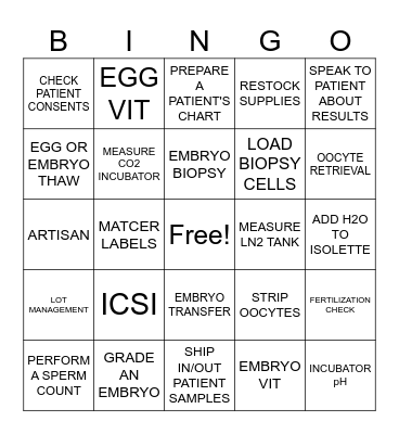 EMBRYOLOGY Bingo Card