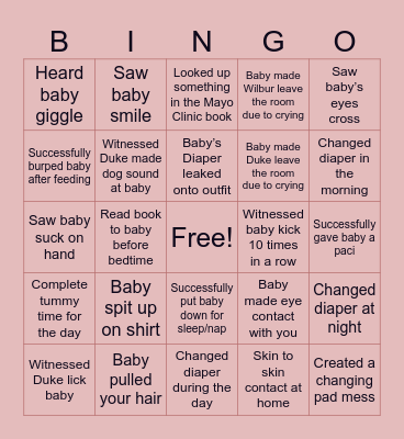 Baby Bingo Card