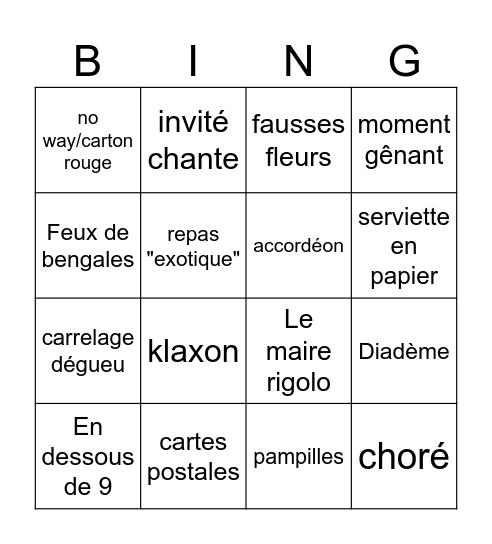 Stéphanie Bingo Card