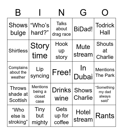 Hairy’s stream Bingo Card
