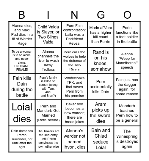 S3E7 Wheel Of Prime Bingo Card