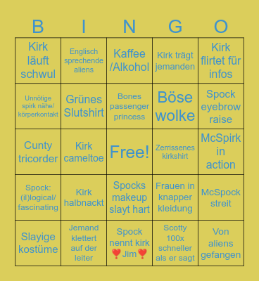 Star trek Bingo Card