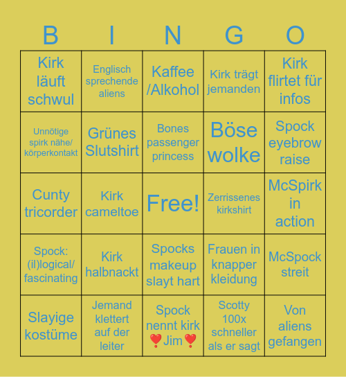 Star trek Bingo Card