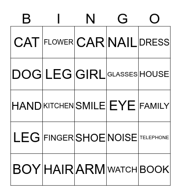 English Library Bingo Card