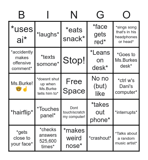 Alex Bingo Card