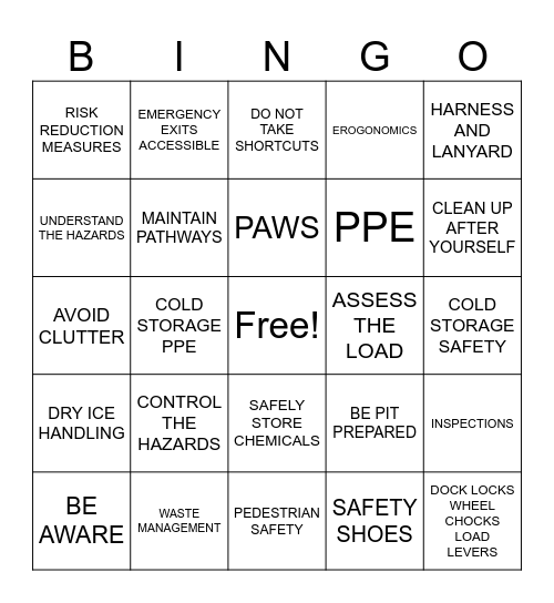 DC SAFETY Bingo Card