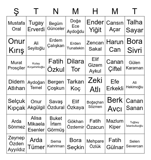 Vilanos Türkos Dublajos Bingo de Listos Bingo Card