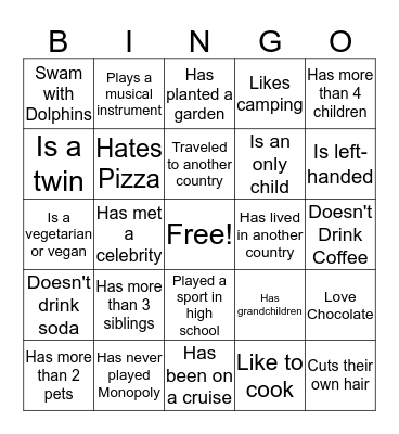 People Bingo Card