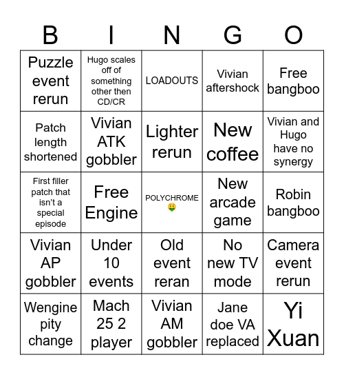 1.7 Livestream ZZZ Bingo Card