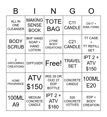 LE LABO BINGO Card