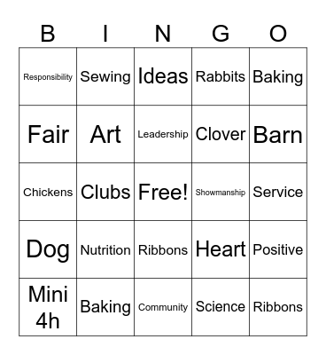 4h Bingo Card