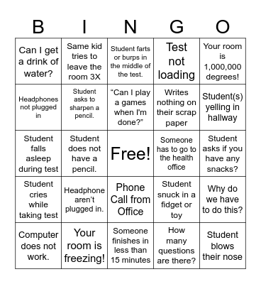State Testing BINGO Card