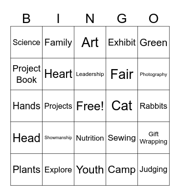 4h Bingo Card