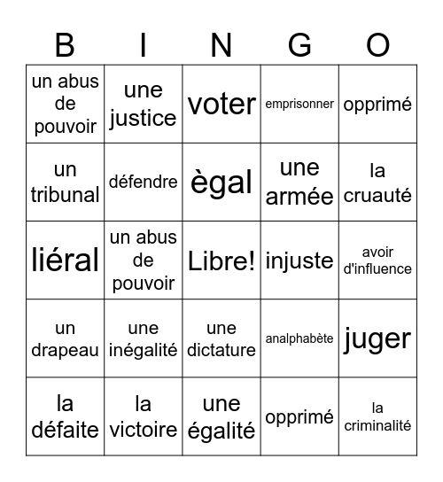 Imaginez Lecon 7 Bingo Card