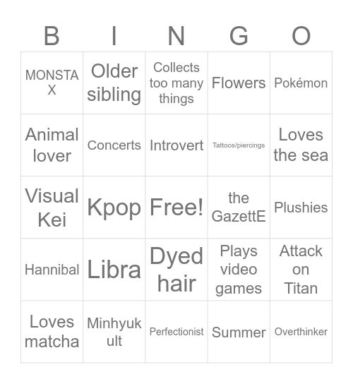 Claudia's bingo Card