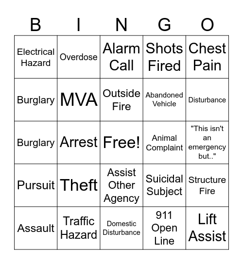 Dispatch Bingo Card