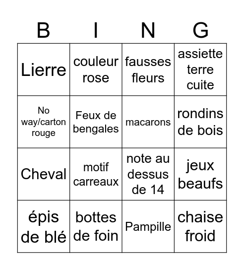 Severine Bingo Card
