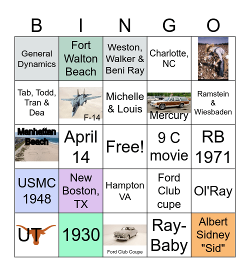 Ray's 95th Birthday Bingo Card